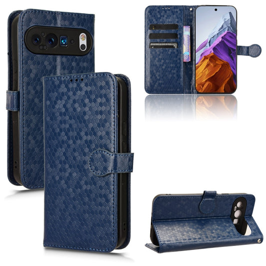 For Google Pixel 9 Pro Honeycomb Dot Texture Leather Phone Case(Blue) - Google Cases by PMC Jewellery | Online Shopping South Africa | PMC Jewellery | Buy Now Pay Later Mobicred