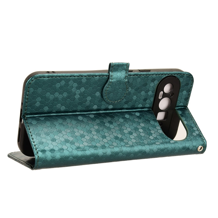 For Google Pixel 9 Pro Honeycomb Dot Texture Leather Phone Case(Green) - Google Cases by PMC TechLife | Online Shopping South Africa | PMC TechLife | Buy Now Pay Later Mobicred
