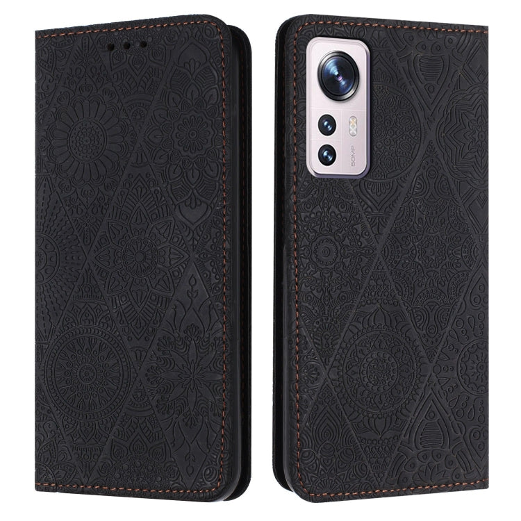 For Xiaomi 12 Lite Ethnic Embossed Adsorption Leather Phone Case(Black) - Xiaomi Cases by PMC Jewellery | Online Shopping South Africa | PMC Jewellery | Buy Now Pay Later Mobicred