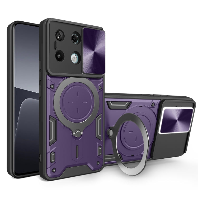 For Xiaomi Redmi Note 13 Pro 5G CD Texture Sliding Camshield Magnetic Holder Phone Case(Purple) - Note 13 Pro Cases by PMC Jewellery | Online Shopping South Africa | PMC Jewellery | Buy Now Pay Later Mobicred