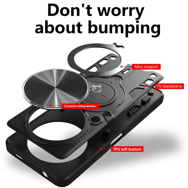 For Xiaomi Redmi A3 CD Texture Sliding Camshield Magnetic Holder Phone Case(Silver) - Xiaomi Cases by PMC TechLife | Online Shopping South Africa | PMC TechLife | Buy Now Pay Later Mobicred