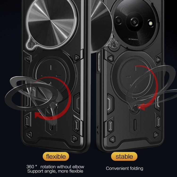 For Xiaomi Redmi A3 CD Texture Sliding Camshield Magnetic Holder Phone Case(Silver) - Xiaomi Cases by PMC TechLife | Online Shopping South Africa | PMC TechLife | Buy Now Pay Later Mobicred