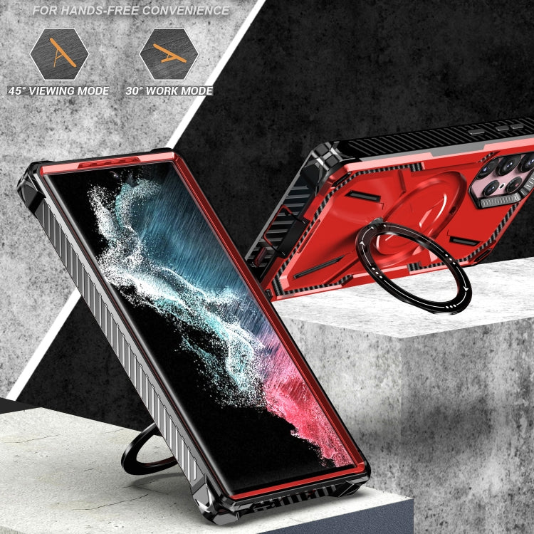 For Samsung Galaxy S23 Ultra 5G Armor Series Holder Phone Case with Back Clip(Red) - Galaxy S23 Ultra 5G Cases by PMC TechLife | Online Shopping South Africa | PMC TechLife