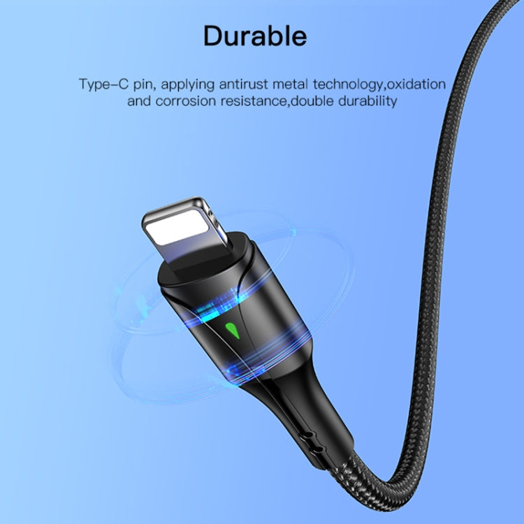 YESIDO CA99 20W USB-C / Type-C to 8 Pin Braided Charging Data Cable with Indicator Light, Length:1.2m(Black) - 2 in 1 Cable by Yesido | Online Shopping South Africa | PMC Jewellery | Buy Now Pay Later Mobicred