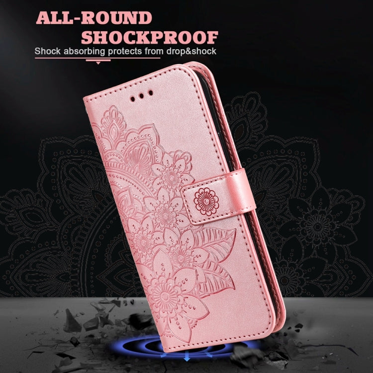 For Xiaomi 14 Pro 7-petal Flowers Embossing Leather Phone Case(Rose Gold) - 14 Pro Cases by PMC TechLife | Online Shopping South Africa | PMC TechLife | Buy Now Pay Later Mobicred