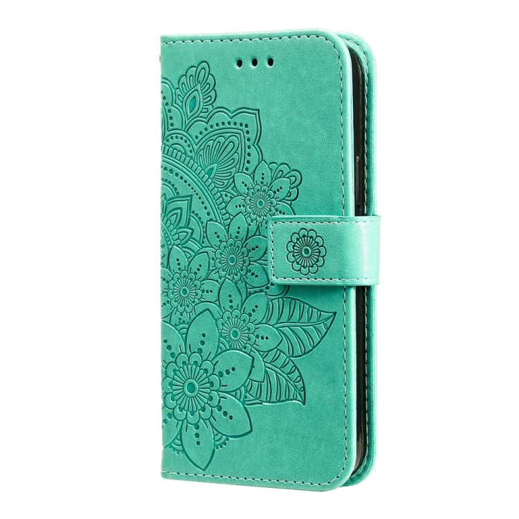 For Xiaomi 14 7-petal Flowers Embossing Leather Phone Case(Green) - 14 Cases by PMC Jewellery | Online Shopping South Africa | PMC Jewellery | Buy Now Pay Later Mobicred