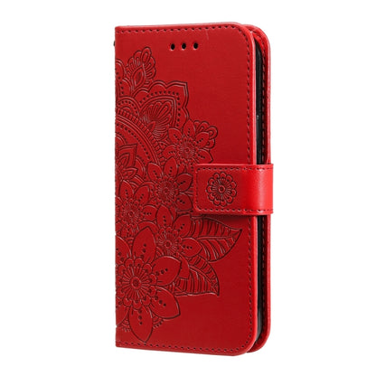 For Xiaomi Redmi 13C 4G 7-petal Flowers Embossing Leather Phone Case(Red) - 13C Cases by PMC Jewellery | Online Shopping South Africa | PMC Jewellery | Buy Now Pay Later Mobicred