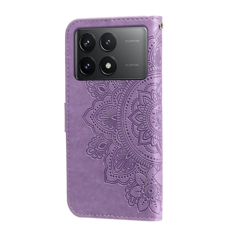 For Xiaomi Redmi K70 / K70 Pro 7-petal Flowers Embossing Leather Phone Case(Light Purple) - K70 Pro Cases by PMC Jewellery | Online Shopping South Africa | PMC Jewellery | Buy Now Pay Later Mobicred