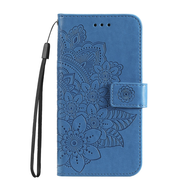 For Xiaomi Redmi Note13 Pro+ 5G Global 7-petal Flowers Embossing Leather Phone Case(Blue) - Note 13 Pro+ Cases by PMC Jewellery | Online Shopping South Africa | PMC Jewellery | Buy Now Pay Later Mobicred