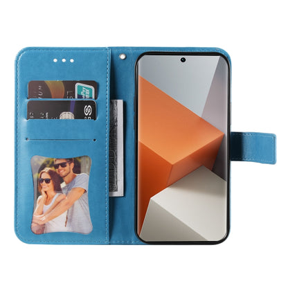 For Xiaomi Redmi Note13 Pro+ 5G Global 7-petal Flowers Embossing Leather Phone Case(Blue) - Note 13 Pro+ Cases by PMC Jewellery | Online Shopping South Africa | PMC Jewellery | Buy Now Pay Later Mobicred