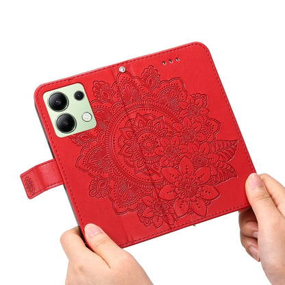 For Xiaomi Redmi Note13 4G 7-petal Flowers Embossing Leather Phone Case(Red) - Note 13 Cases by PMC Jewellery | Online Shopping South Africa | PMC Jewellery | Buy Now Pay Later Mobicred