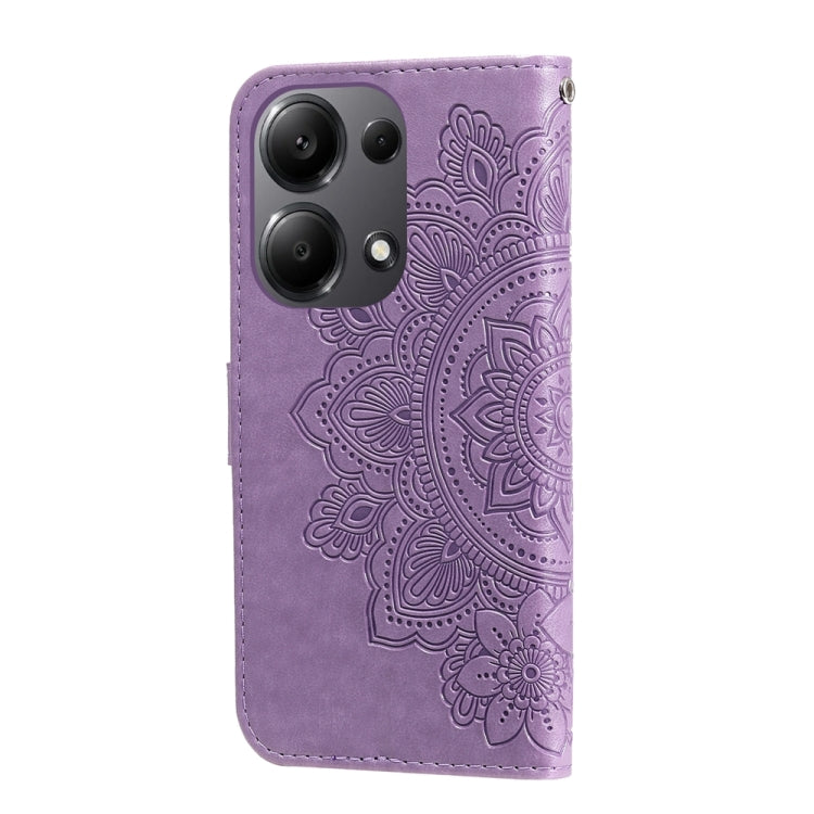 For Xiaomi Redmi Note13 Pro 4G Global/Poco M6 Pro 4G 7-petal Flowers Embossing Leather Phone Case(Light Purple) - Note 13 Pro Cases by PMC Jewellery | Online Shopping South Africa | PMC Jewellery | Buy Now Pay Later Mobicred