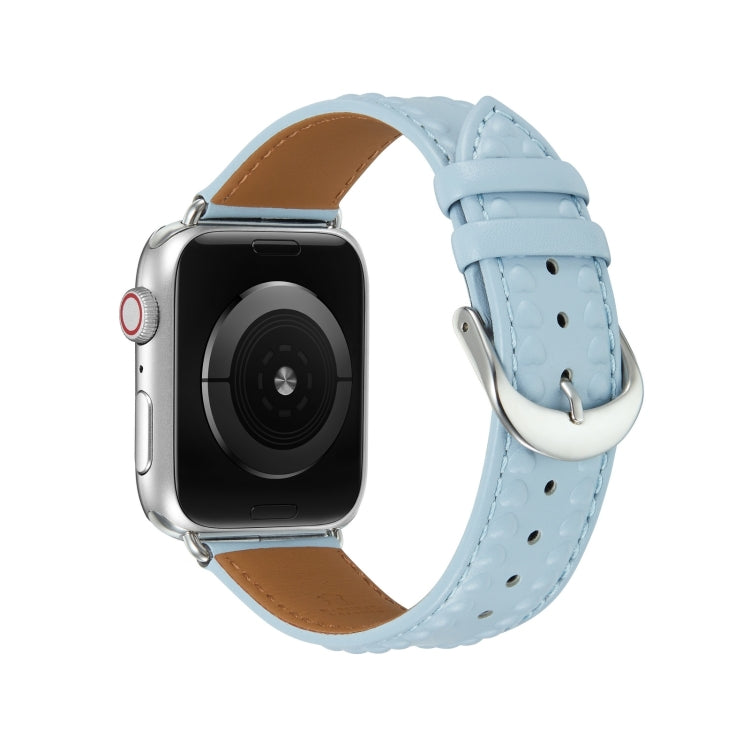 Embossed Love Genuine Leather Watch Band For Apple Watch SE 2023 40mm(Blue) - free shipping - PMc TechLife - Order now!