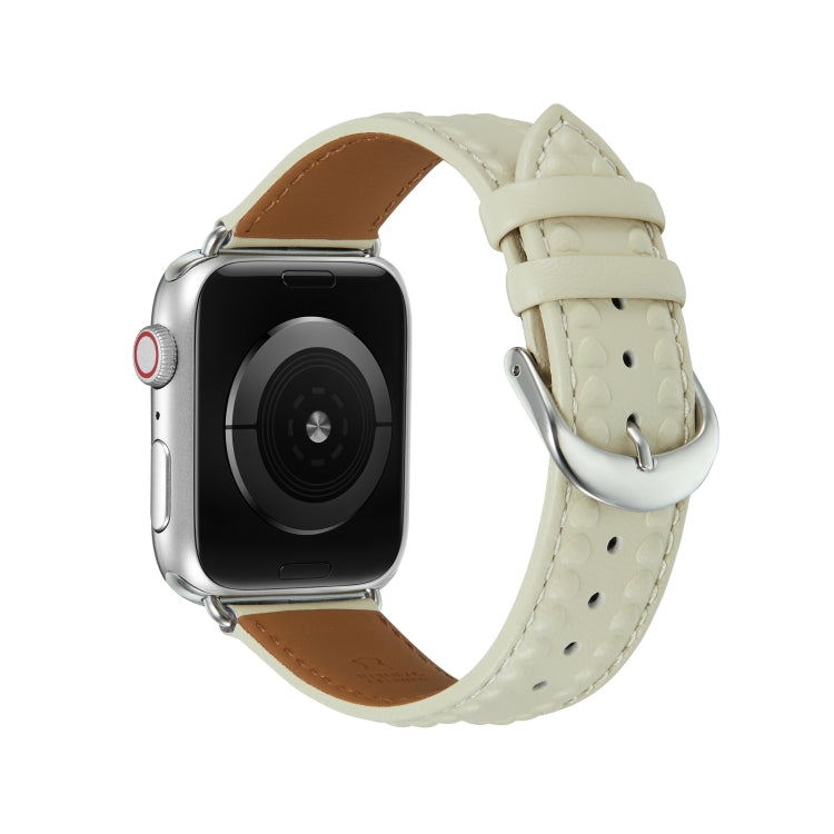 Embossed Love Genuine Leather Watch Band For Apple Watch SE 2023 40mm(Milky White) - free shipping - PMc TechLife - Order now!