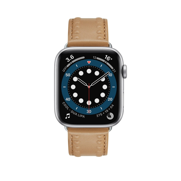 Embossed Love Genuine Leather Watch Band For Apple Watch Ultra 2 49mm(Khaki) - free shipping - PMc TechLife - Order now!