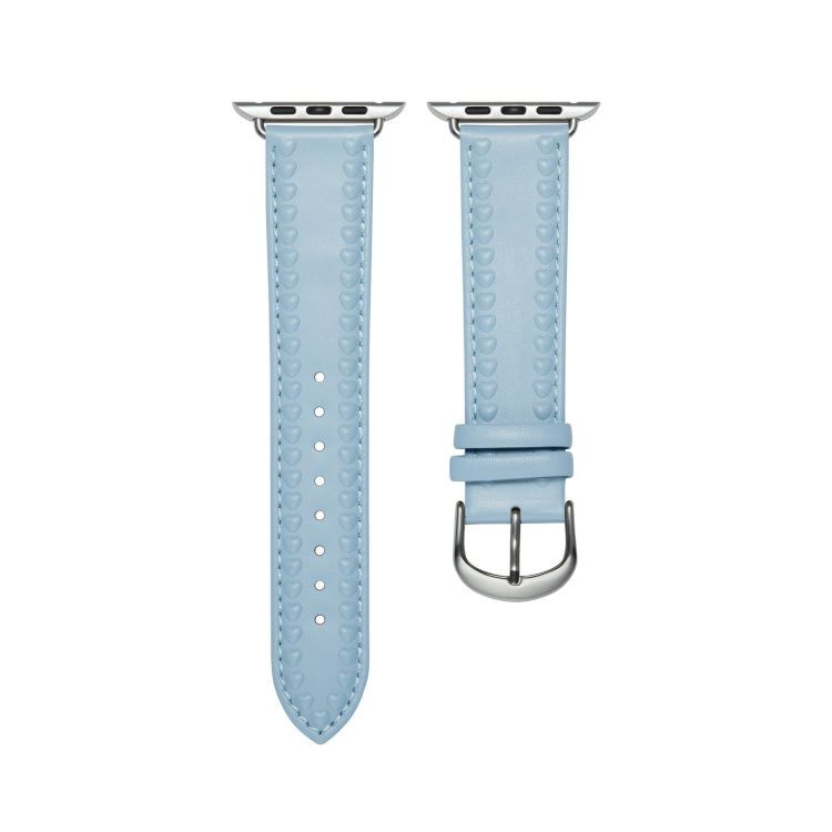 Embossed Love Genuine Leather Watch Band For Apple Watch Ultra 2 49mm(Blue) - free shipping - PMc TechLife - Order now!