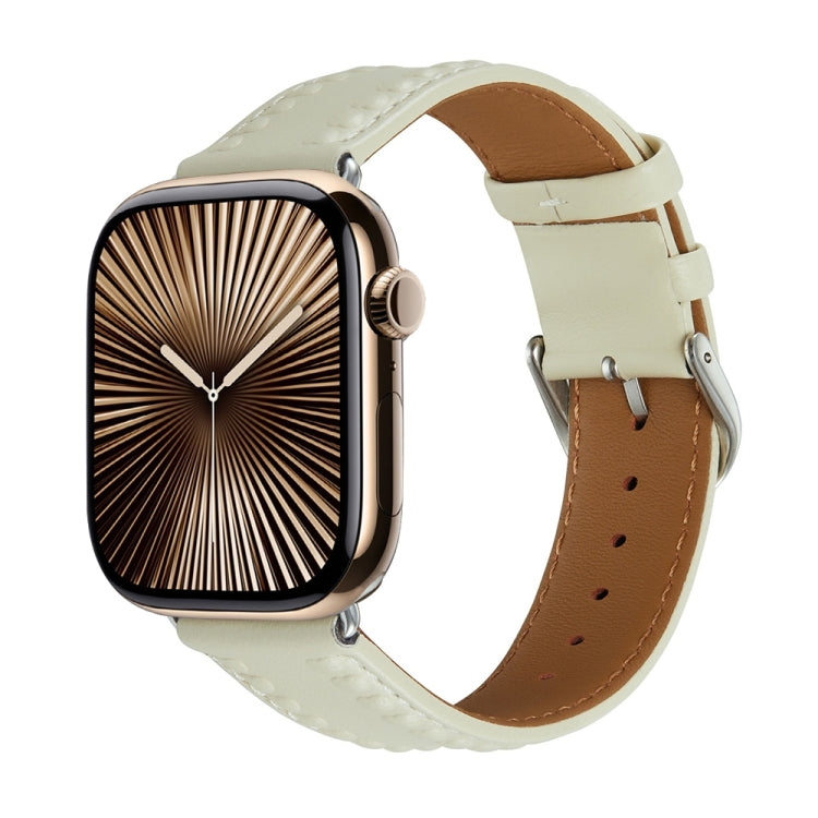 Embossed Love Genuine Leather Watch Band For Apple Watch Series 10 46mm(Milky White) - free shipping - PMc TechLife - Order now!