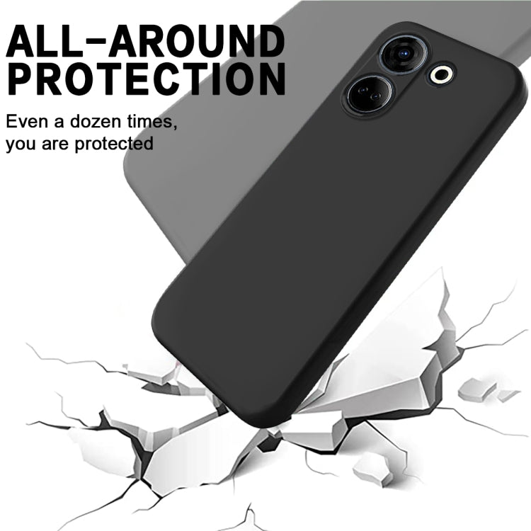 For Tecno Camon 20 4G Pure Color Liquid Silicone Shockproof Phone Case(Black) - Tecno Cases by PMC TechLife | Online Shopping South Africa | PMC TechLife | Buy Now Pay Later Mobicred