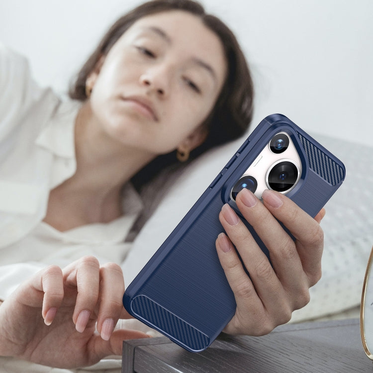 For Huawei Pura 70 Ultra Brushed Texture Carbon Fiber TPU Phone Case(Blue) - free shipping - PMC Jewellery - Order now!