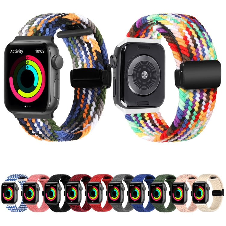 Magnetic Fold Clasp Woven Watch Band For Apple Watch Ultra 2 49mm(Rainbow Color) - Watch Bands by PMC Jewellery | Online Shopping South Africa | PMC Jewellery | Buy Now Pay Later Mobicred