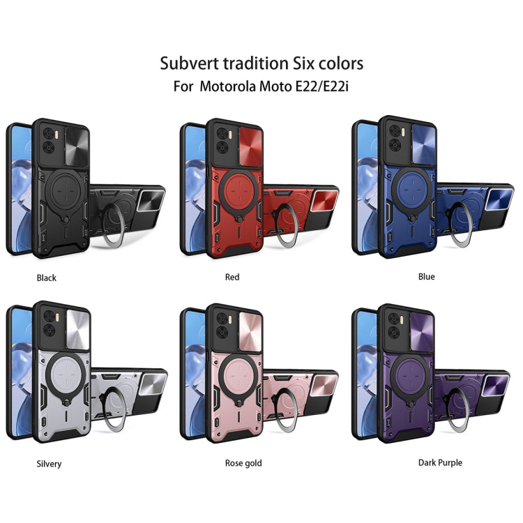 For Motorola Moto E22 / E22i CD Texture Sliding Camshield Magnetic Holder Phone Case(Purple) - free shipping - PMC TechLife - Order now!
