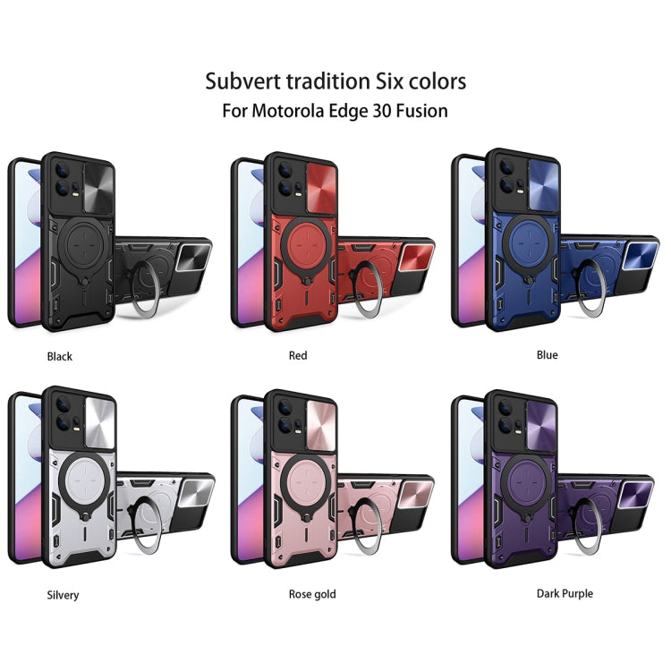 For Motorola Edge 30 Fusion CD Texture Sliding Camshield Magnetic Holder Phone Case(Purple) - free shipping - PMC TechLife - Order now!