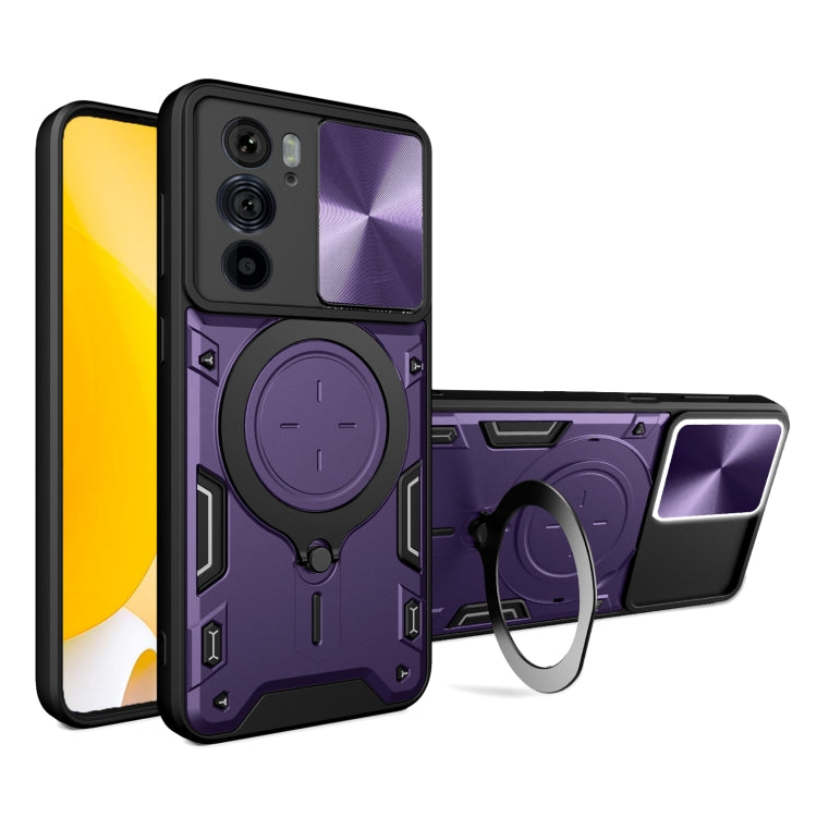 For Motorola Edge 30 Pro CD Texture Sliding Camshield Magnetic Holder Phone Case(Purple) - free shipping - PMC TechLife - Order now!
