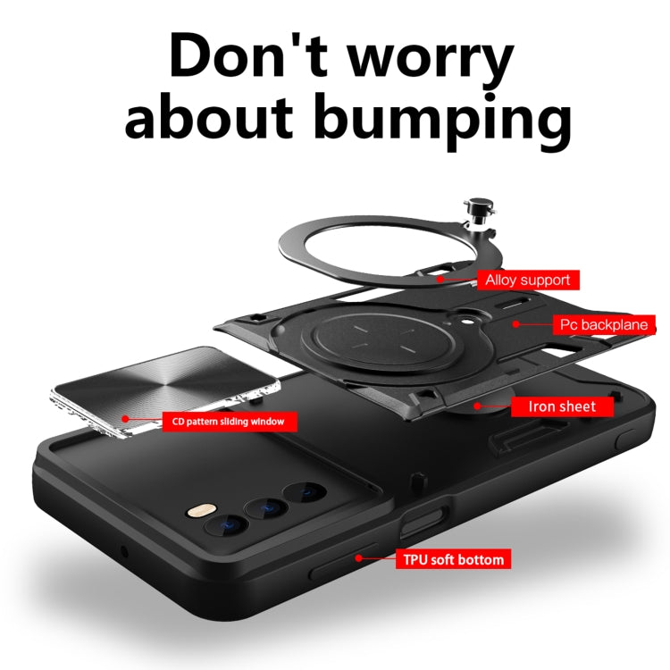 For Motorola Moto G62 CD Texture Sliding Camshield Magnetic Holder Phone Case(Red) - free shipping - PMC TechLife - Order now!