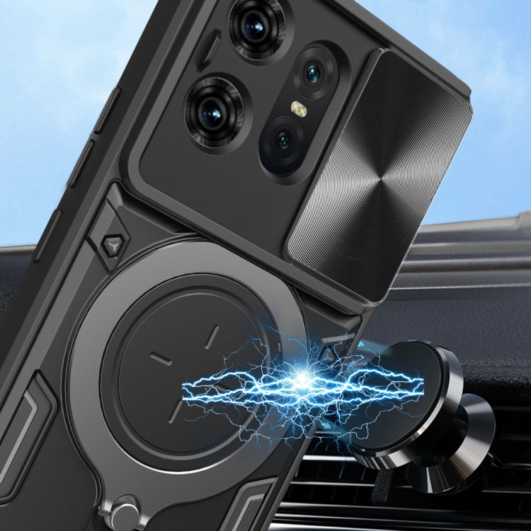 For Motorola Edge 50 Pro Global CD Texture Sliding Camshield Magnetic Holder Phone Case(Silver) - free shipping - PMC TechLife - Order now!