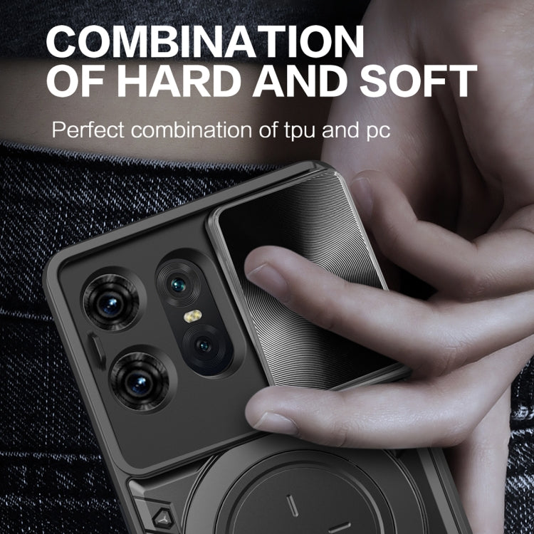 For Motorola Edge 50 Pro Global CD Texture Sliding Camshield Magnetic Holder Phone Case(Silver) - free shipping - PMC TechLife - Order now!