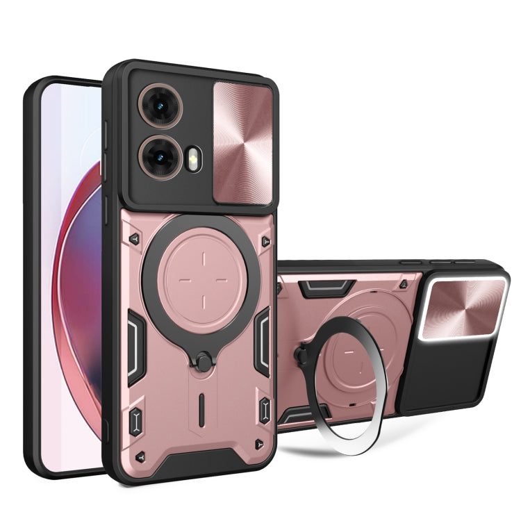 For Motorola Moto G85 CD Texture Sliding Camshield Magnetic Holder Phone Case(Pink) - free shipping - PMC TechLife - Order now!