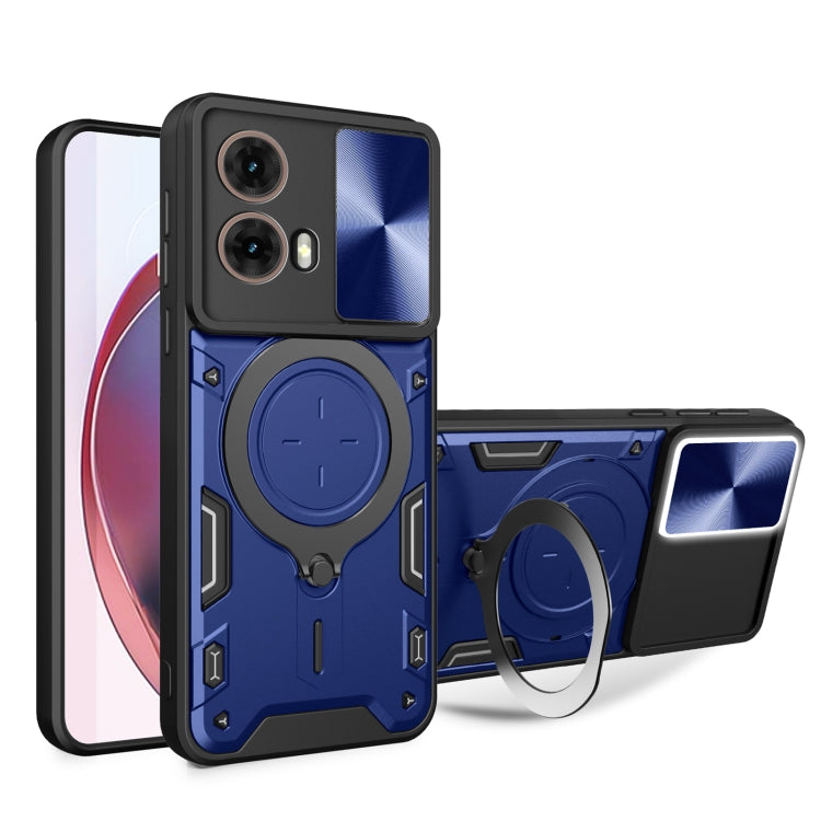 For Motorola Moto G85 CD Texture Sliding Camshield Magnetic Holder Phone Case(Blue) - free shipping - PMC TechLife - Order now!