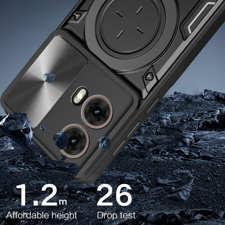 For Motorola Moto G85 CD Texture Sliding Camshield Magnetic Holder Phone Case(Blue) - free shipping - PMC TechLife - Order now!