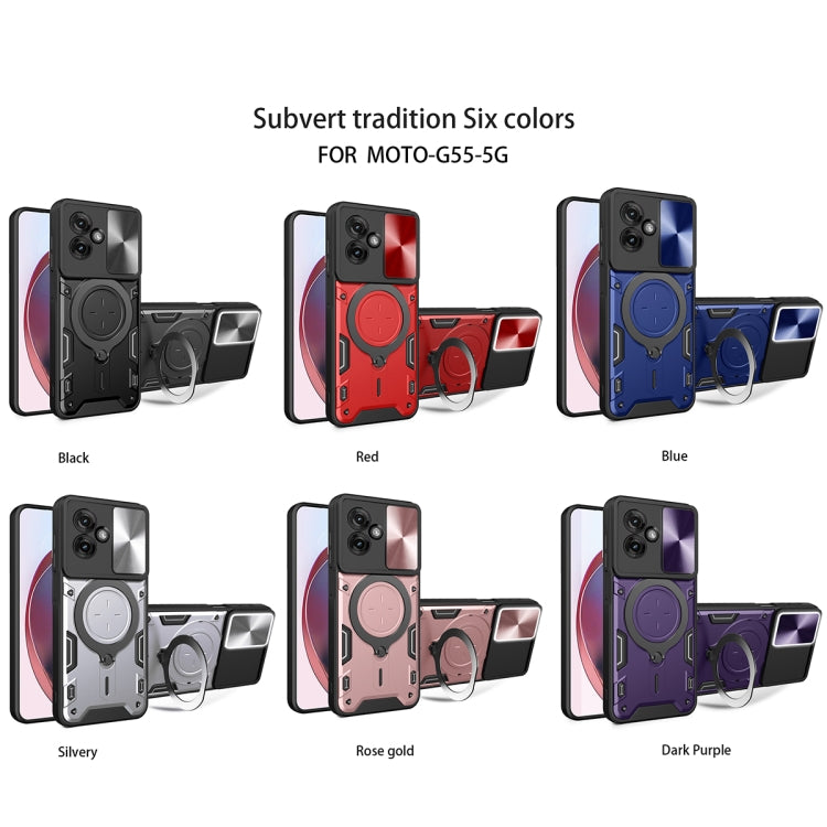 For Motorola Moto G55 CD Texture Sliding Camshield Magnetic Holder Phone Case(Pink) - free shipping - PMC TechLife - Order now!