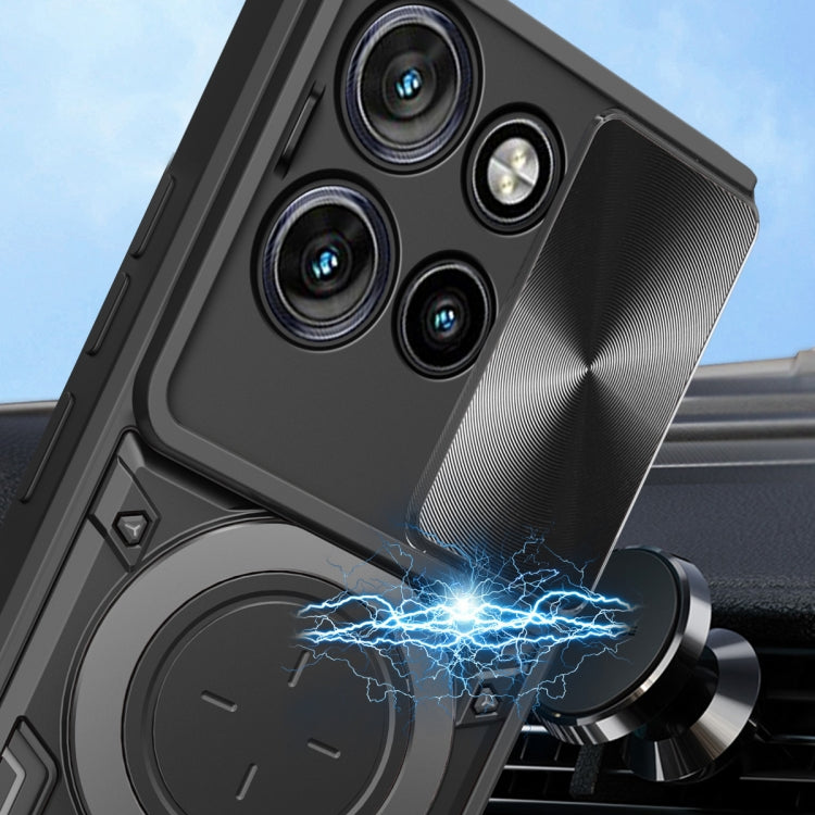 For Motorola Edge 50 Neo CD Texture Sliding Camshield Magnetic Holder Phone Case(Black) - free shipping - PMC TechLife - Order now!