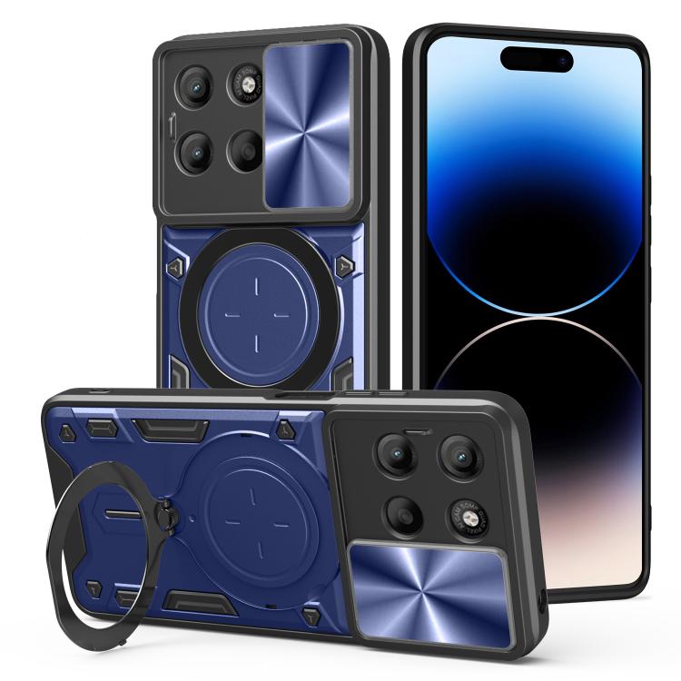 For Motorola Moto G15 CD Texture Sliding Camshield Magnetic Holder Phone Case(Blue) - free shipping - PMC TechLife - Order now!