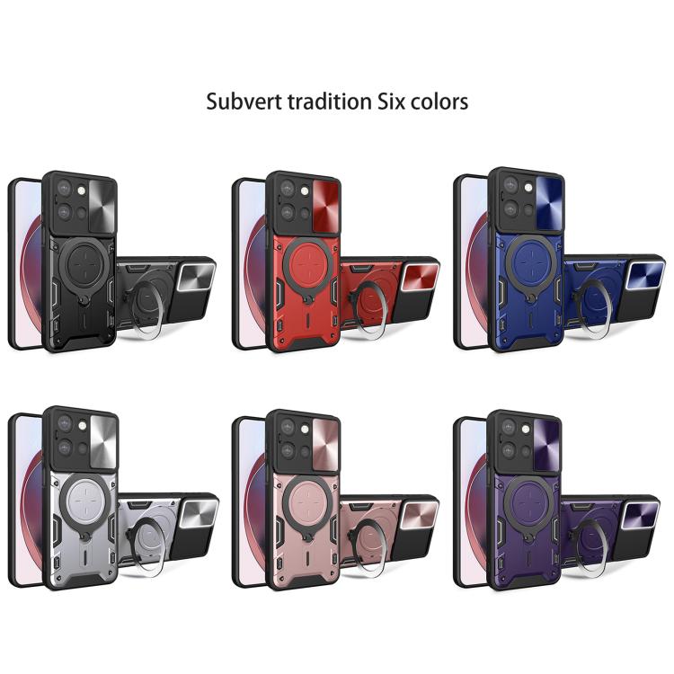 For Motorola Moto G 2025 CD Texture Sliding Camshield Magnetic Holder Phone Case(Blue) - free shipping - PMC TechLife - Order now!