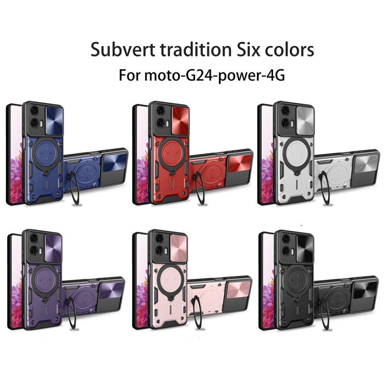 For Motorola Moto G24 Power CD Texture Sliding Camshield Magnetic Holder Phone Case(Pink) - free shipping - PMC TechLife - Order now!
