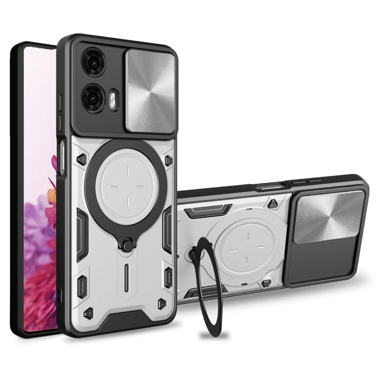 For Motorola Moto G24 Power CD Texture Sliding Camshield Magnetic Holder Phone Case(Silver) - free shipping - PMC TechLife - Order now!