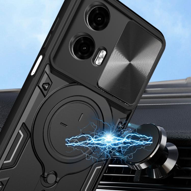 For Motorola Moto G24 Power CD Texture Sliding Camshield Magnetic Holder Phone Case(Silver) - free shipping - PMC TechLife - Order now!