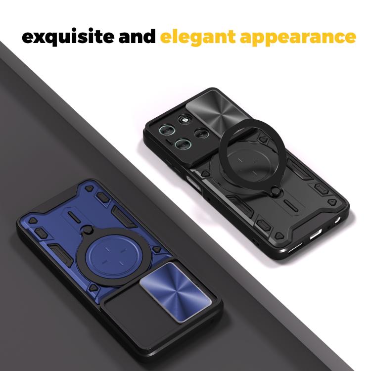 For Motorola Moto G56 5G CD Texture Sliding Camshield Magnetic Holder Phone Case(Black) - free shipping - PMC TechLife - Order now!