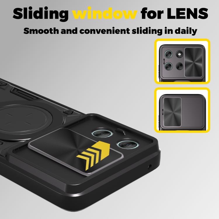 For Motorola Moto G56 5G CD Texture Sliding Camshield Magnetic Holder Phone Case(Silver) - free shipping - PMC TechLife - Order now!