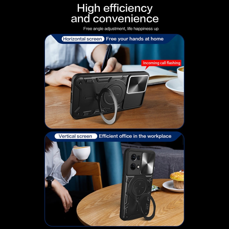 For OPPO Reno7 4G / F21 Pro 4G CD Texture Sliding Camshield Magnetic Holder Phone Case(Purple) - free shipping - PMC TechLife - Order now!
