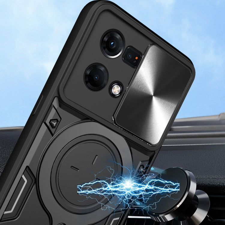 For OPPO Reno7 4G / F21 Pro 4G CD Texture Sliding Camshield Magnetic Holder Phone Case(Purple) - free shipping - PMC TechLife - Order now!