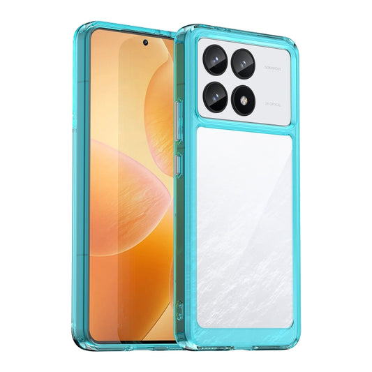 For Xiaomi Redmi K70 Colorful Series Acrylic Hybrid TPU Phone Case(Transparent Blue) - K70 Cases by PMC Jewellery | Online Shopping South Africa | PMC Jewellery | Buy Now Pay Later Mobicred