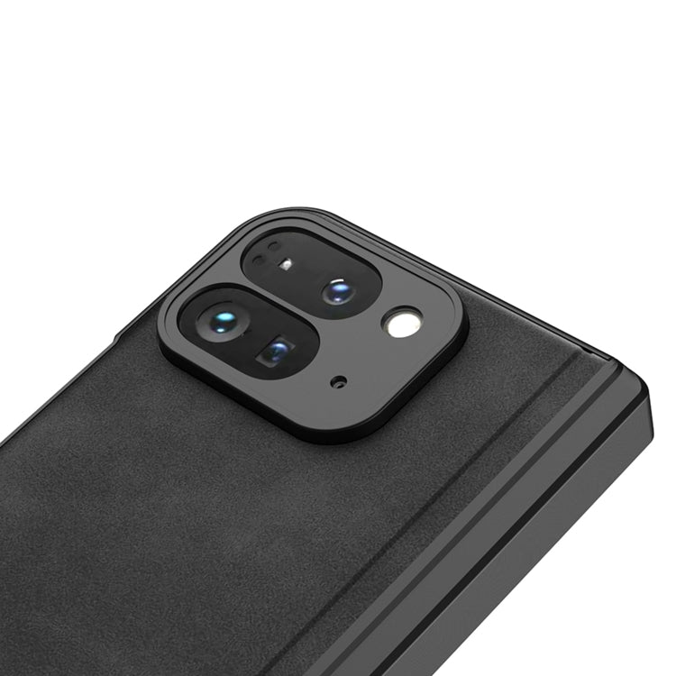 For Google Pixel 9 Pro Fold GKK Integrated Frosted Fold Hinge Leather Phone Case with Holder(Black) - Google Cases by GKK | Online Shopping South Africa | PMC Jewellery | Buy Now Pay Later Mobicred