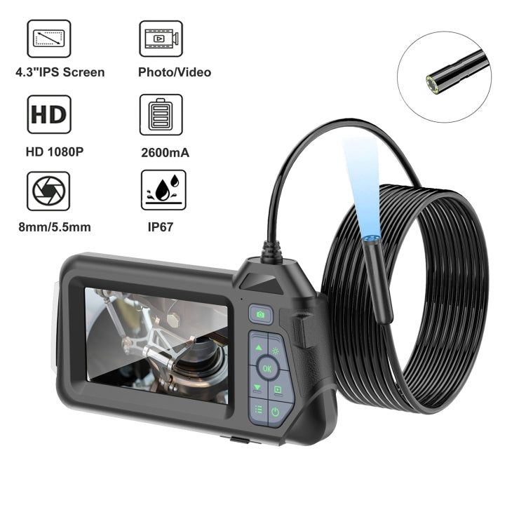 M60 4.3 inch Single Camera with Screen Endoscope, Length:2m(8mm) -  by PMC Jewellery | Online Shopping South Africa | PMC Jewellery | Buy Now Pay Later Mobicred