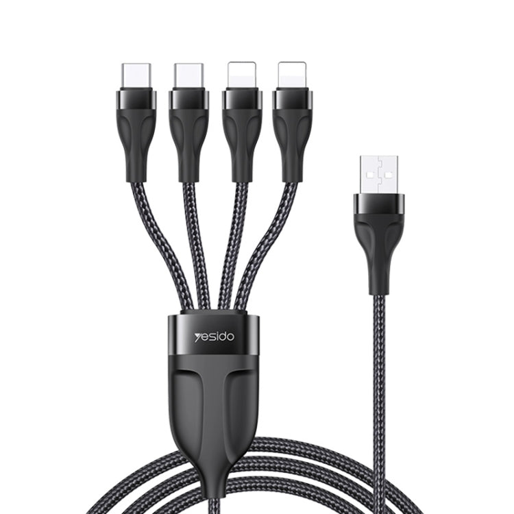 YESIDO CA111 1.2m 4A USB to Dual Type-C + Dual 8 Pin Charging Cable(Black) - Multifunction Cable by Yesido | Online Shopping South Africa | PMC Jewellery | Buy Now Pay Later Mobicred