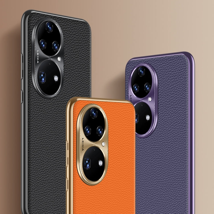 For Huawei Mate 60 Litchi Texture Genuine Leather Phone Case(Purple) - free shipping - PMC TechLife - Order now!