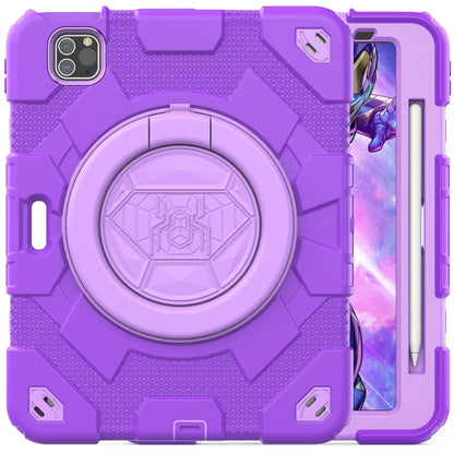 For iPad Pro 11 2022 / 2021 / 2020 Spider Rotation Handle Silicone Hybrid PC Tablet Case(Purple) - iPad Pro 11 (2022/2021) Cases by PMC Jewellery | Online Shopping South Africa | PMC Jewellery | Buy Now Pay Later Mobicred